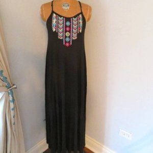 Raviya Black Embroidered Knit Maxi Dress